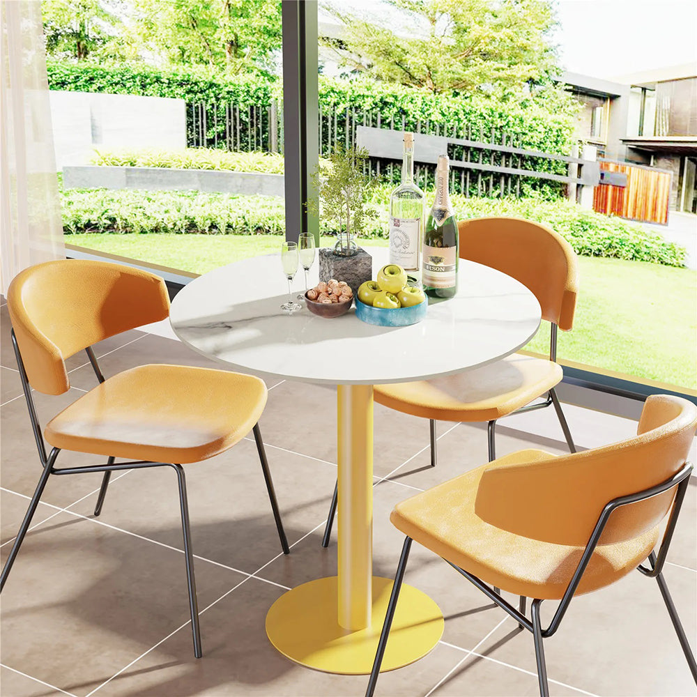 High Bistro Pub Table Round Bar Metal Base Sintered Stone Top Table