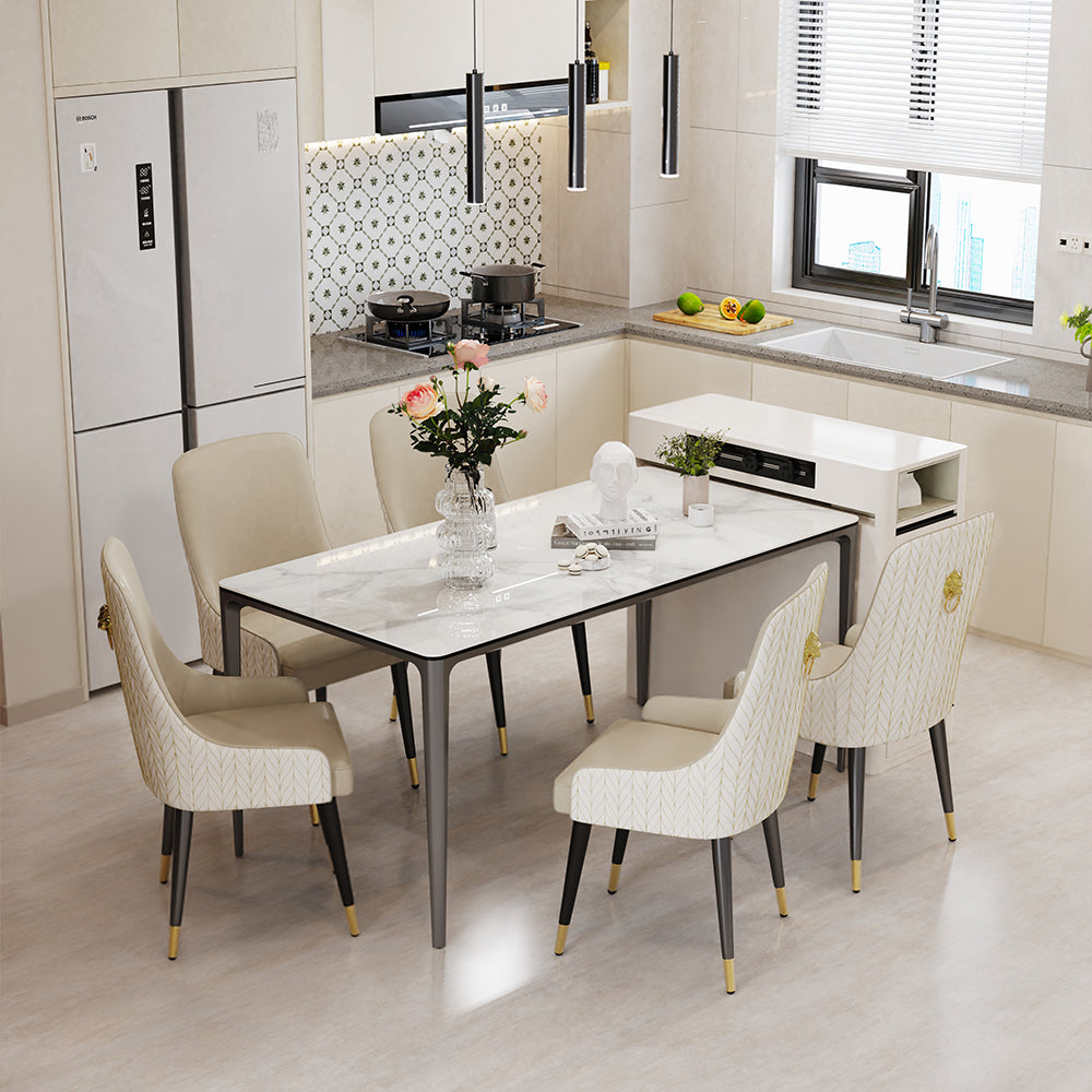 Tempered Glass Top Rectangular Kitchen Dining Table No Chairs
