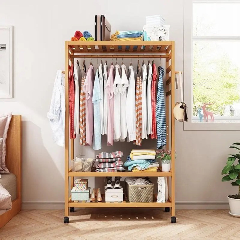 Hanging Heavy Duty Rolling Clothes Racks with Shoe Clothing Storage
