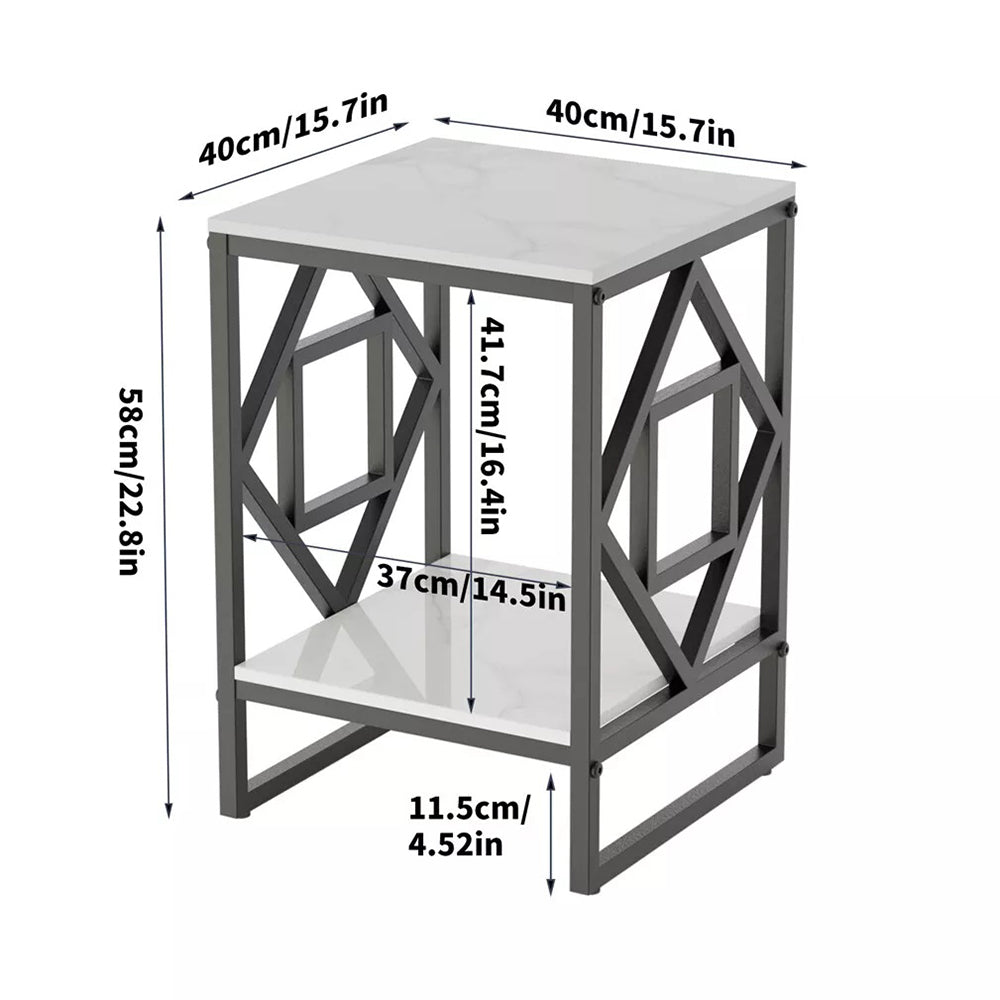Sleek White Marble Side Table Sofa End Table Bedside Nightstand