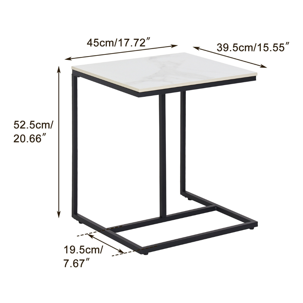 Marble Coffee Table Sofa Side End Table C Shape Bedside Laptop Table