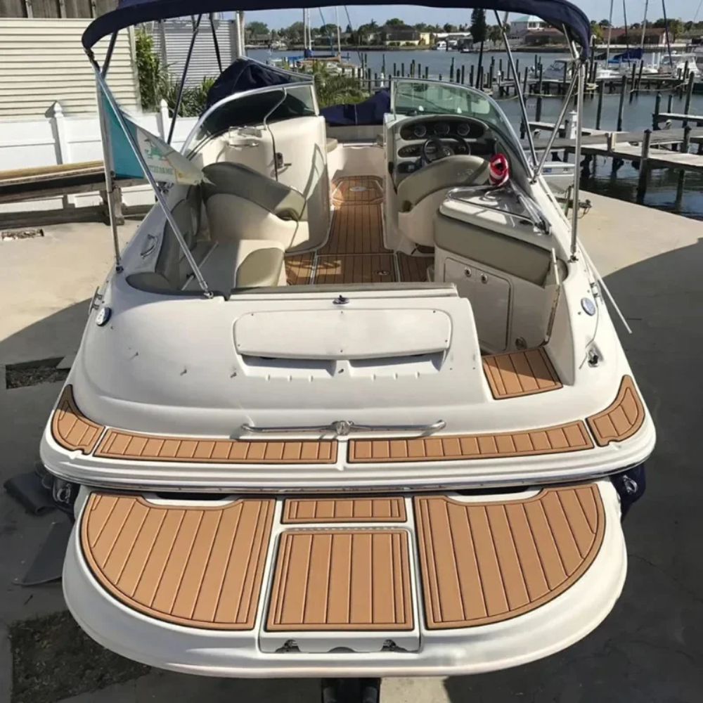 240x90cm EVA Boat Flooring Foam Marine Faux Teak Decking Carpet | Light Brown