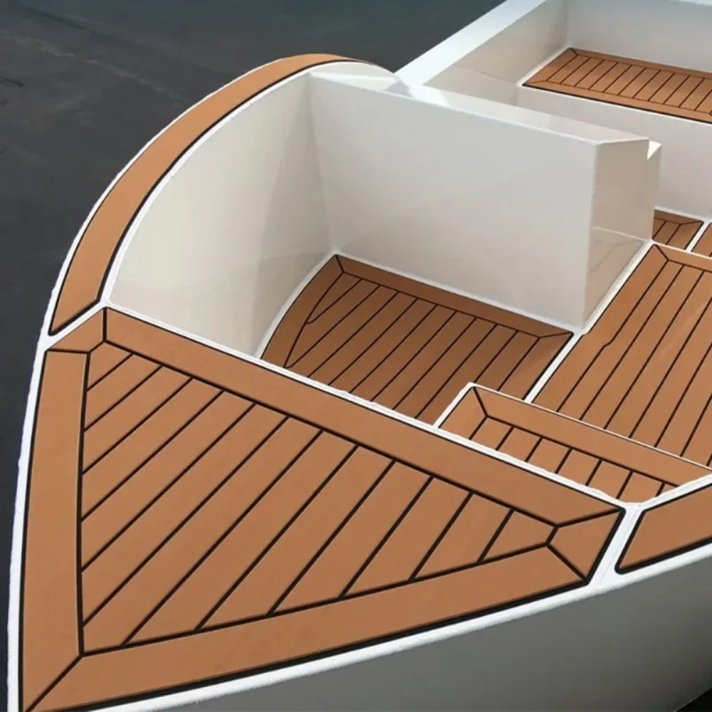 240x90cm EVA Boat Flooring Foam Marine Faux Teak Decking Carpet | Light Brown