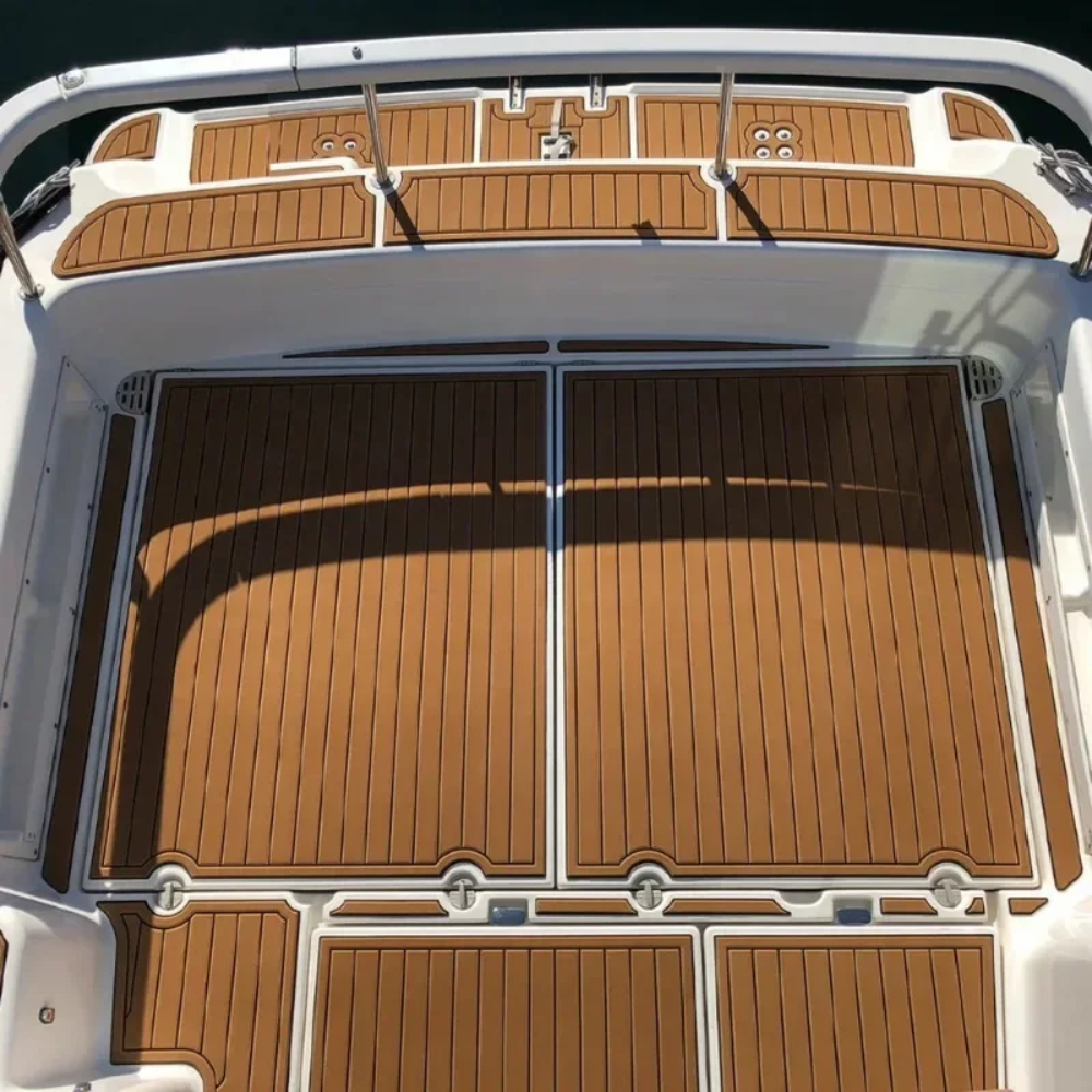 240x90cm EVA Boat Flooring Foam Marine Faux Teak Decking Carpet | Light Brown