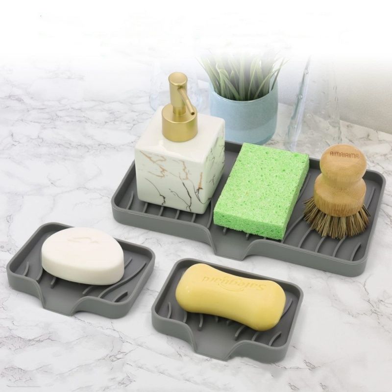 Silicone Drain Soap Box Anti-slip Sink Tray