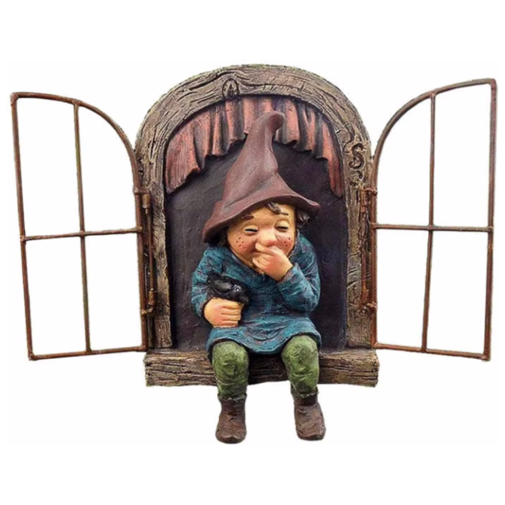 Garden Statue Elf Go Out Tree Hug Suitable for Courtyard Porch Garden Decoration