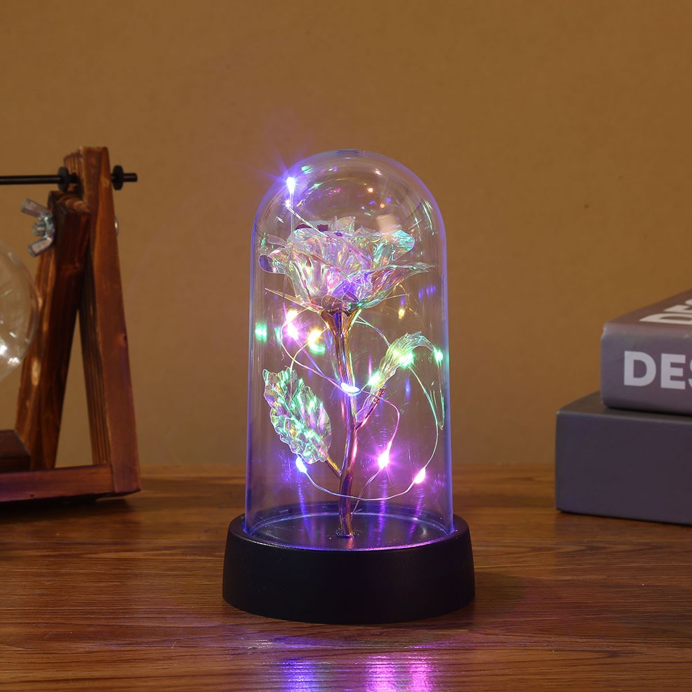 LED Eternal Beauty Rose With Fairy Lights in Dome