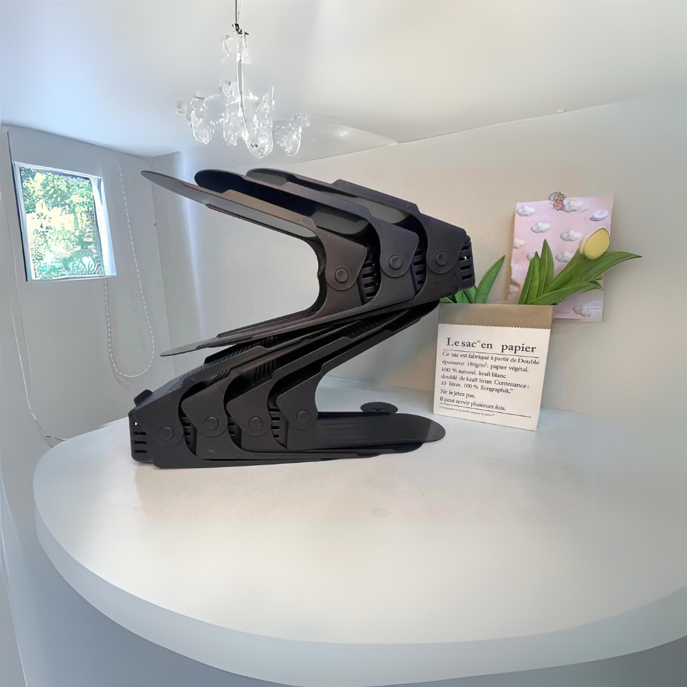 7 Pcs Double-Layer Integrated Adjustable Plastic Shoe Rack