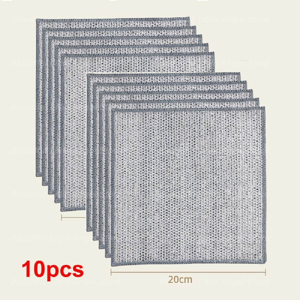 Non-Scratch Iron Microfiber Mesh Dishrag Washing Pot Rags Kitchen Towel