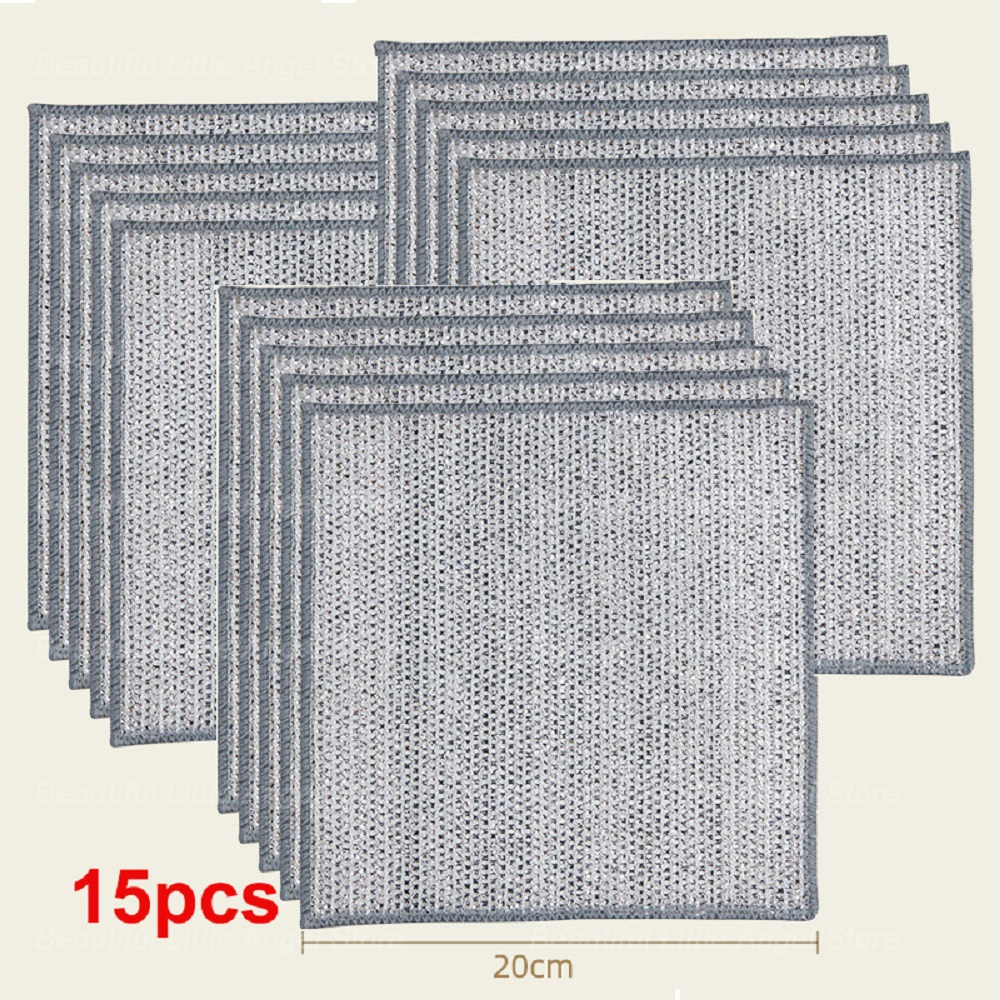 Non-Scratch Iron Microfiber Mesh Dishrag Washing Pot Rags Kitchen Towel