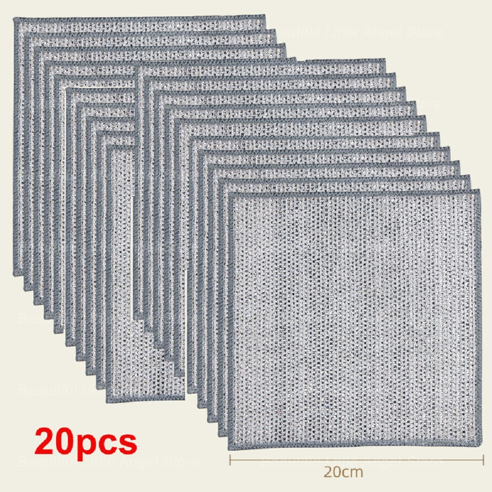 Non-Scratch Iron Microfiber Mesh Dishrag Washing Pot Rags Kitchen Towel