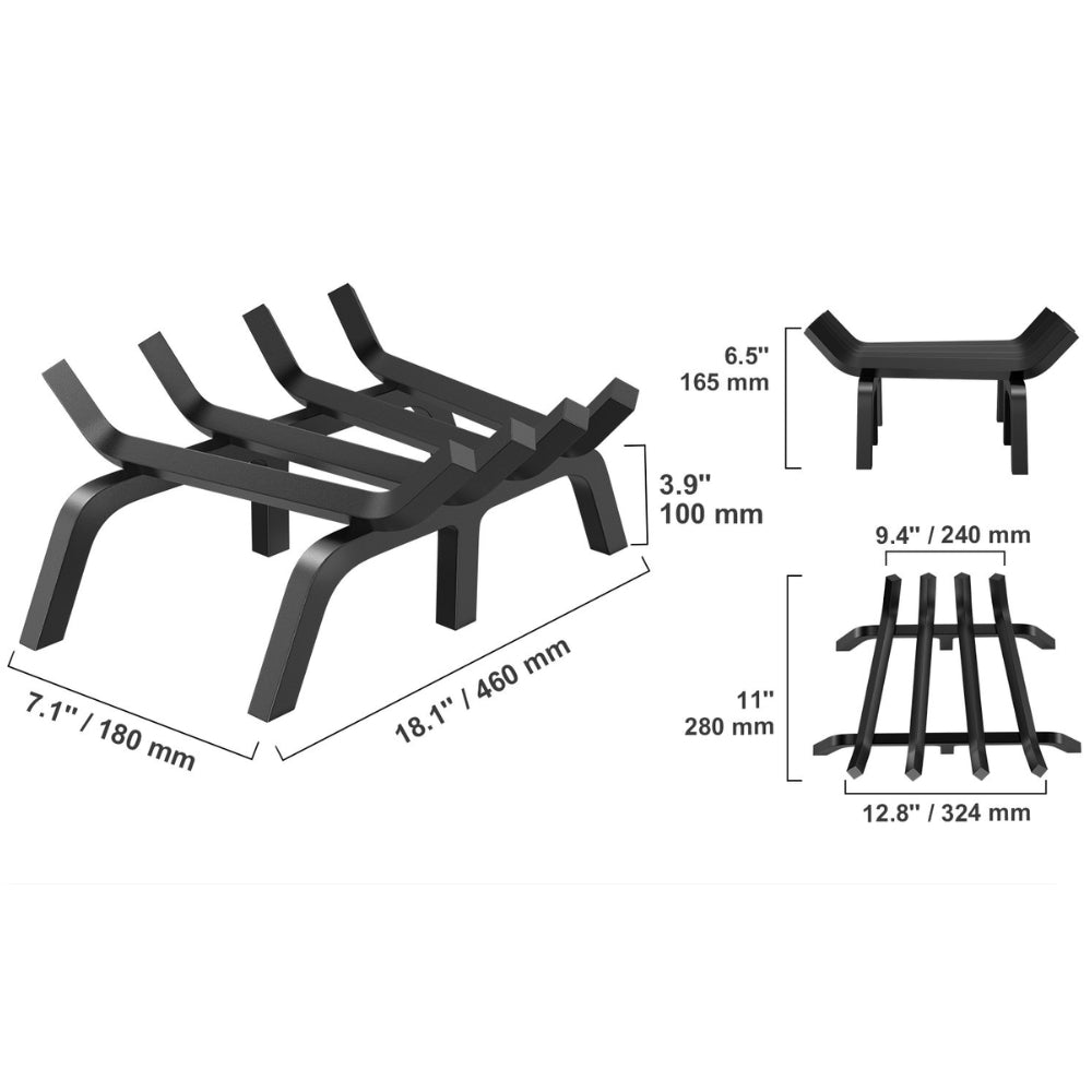 Fireplace Log Grate Fireplace Grate Solid Powder Coated Steel Bars
