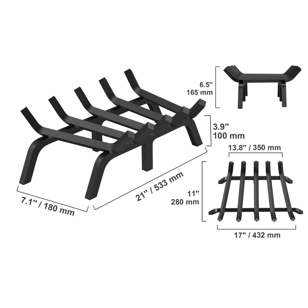 Fireplace Log Grate Fireplace Grate Solid Powder Coated Steel Bars