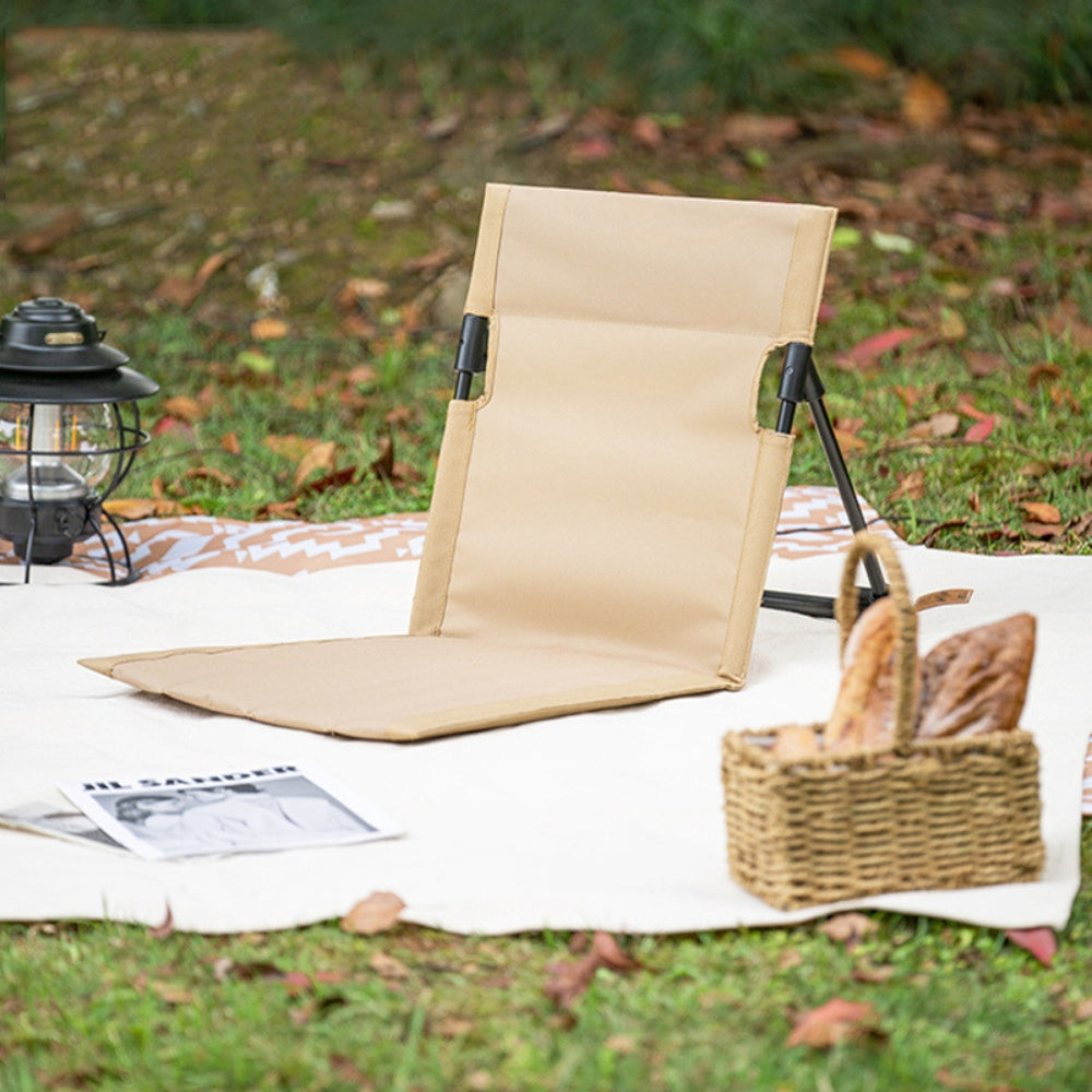 Foldable Camping Chair Outdoor Garden Park Single Lazy Chair Backrest Cushion