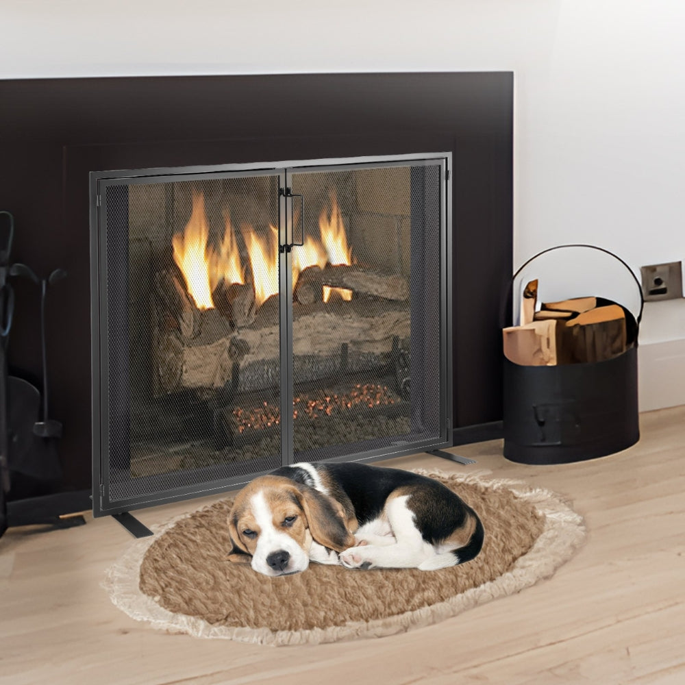 Fireplace Screen 1 Panel with Door Iron
