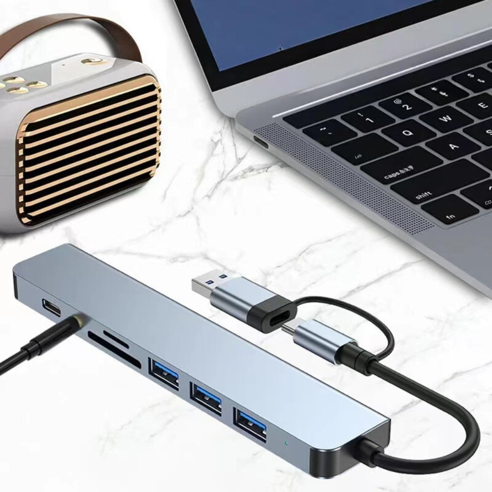 8 In 2 USB HUB With Splitter Card Reader, USB C Port, USB Splitter Card Reader, Docking Station