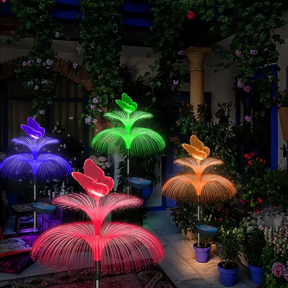 Solar Jellyfish and Butterfly Lights Waterproof Outdoor Lawn Decor