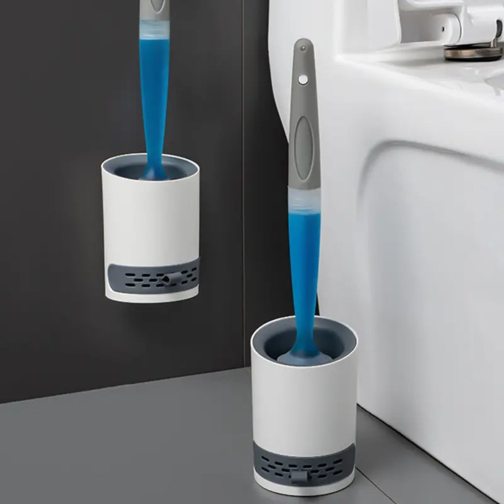 Water Spray Silicone Toilet Brush With Wall Mounted Bathroom Cleaning