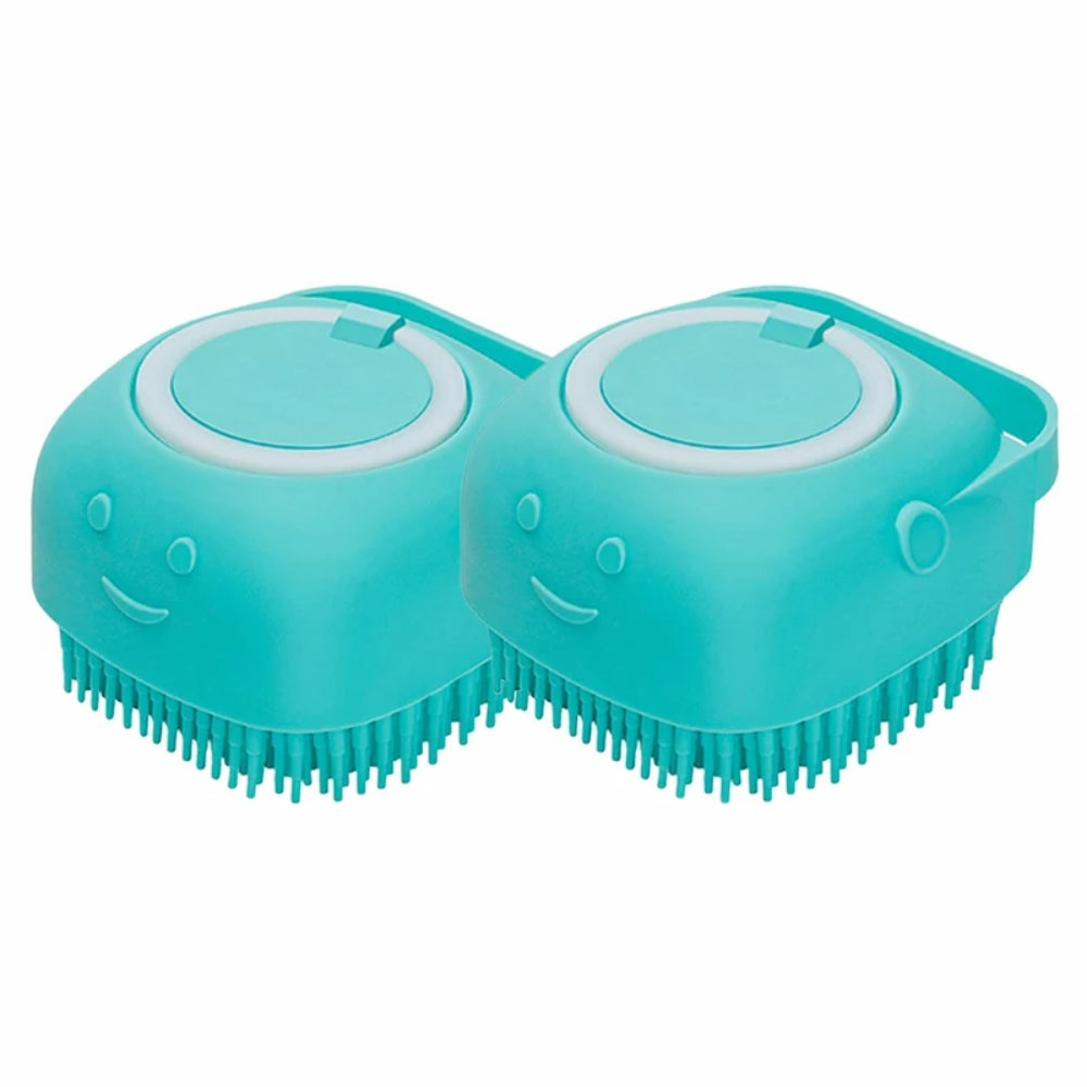 Hansona Dog Bathing Brush Pet Massage Brush Shampoo Dispenser Soft Silicone Brush