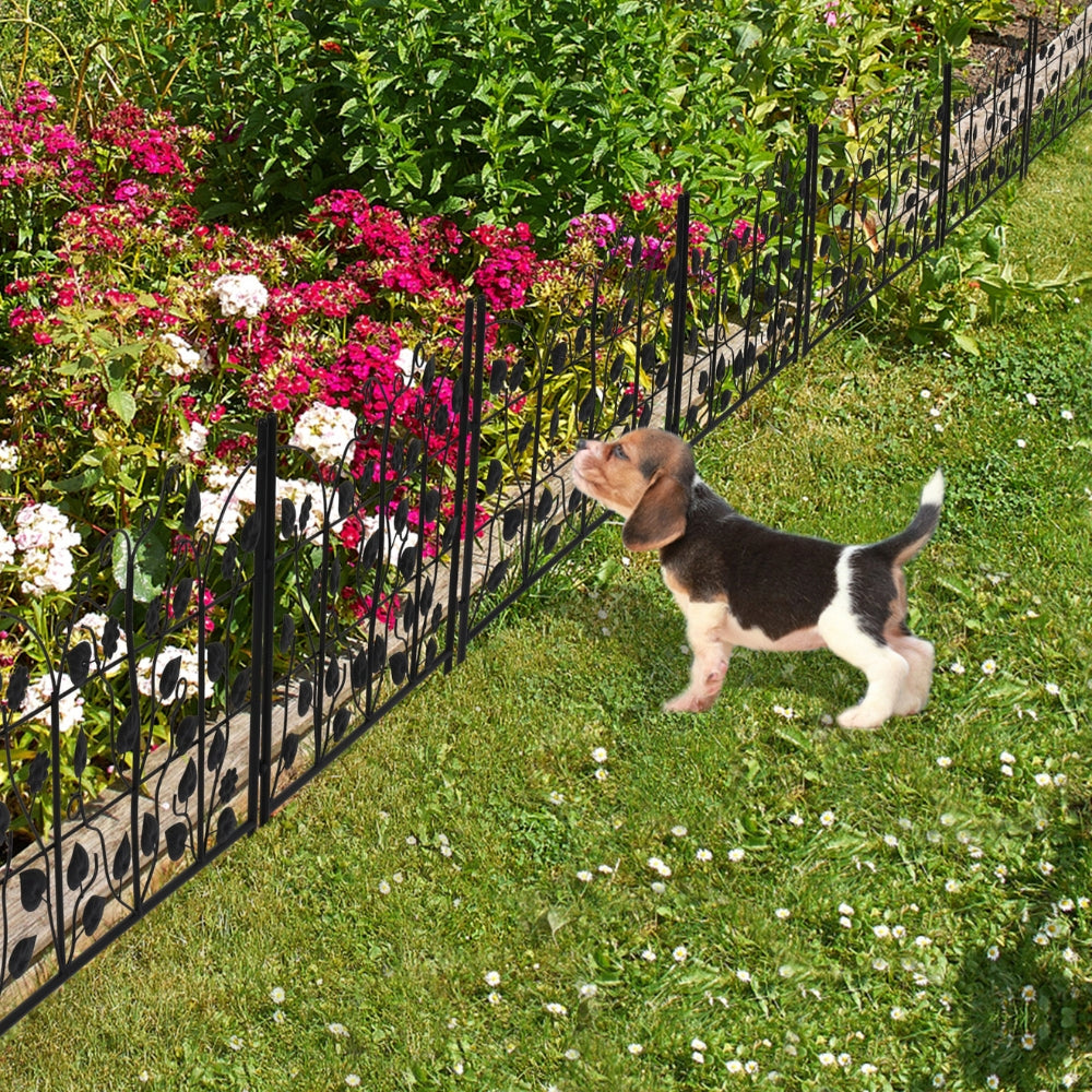 5 Piece Metal Garden Fence Set for Outdoor Garden