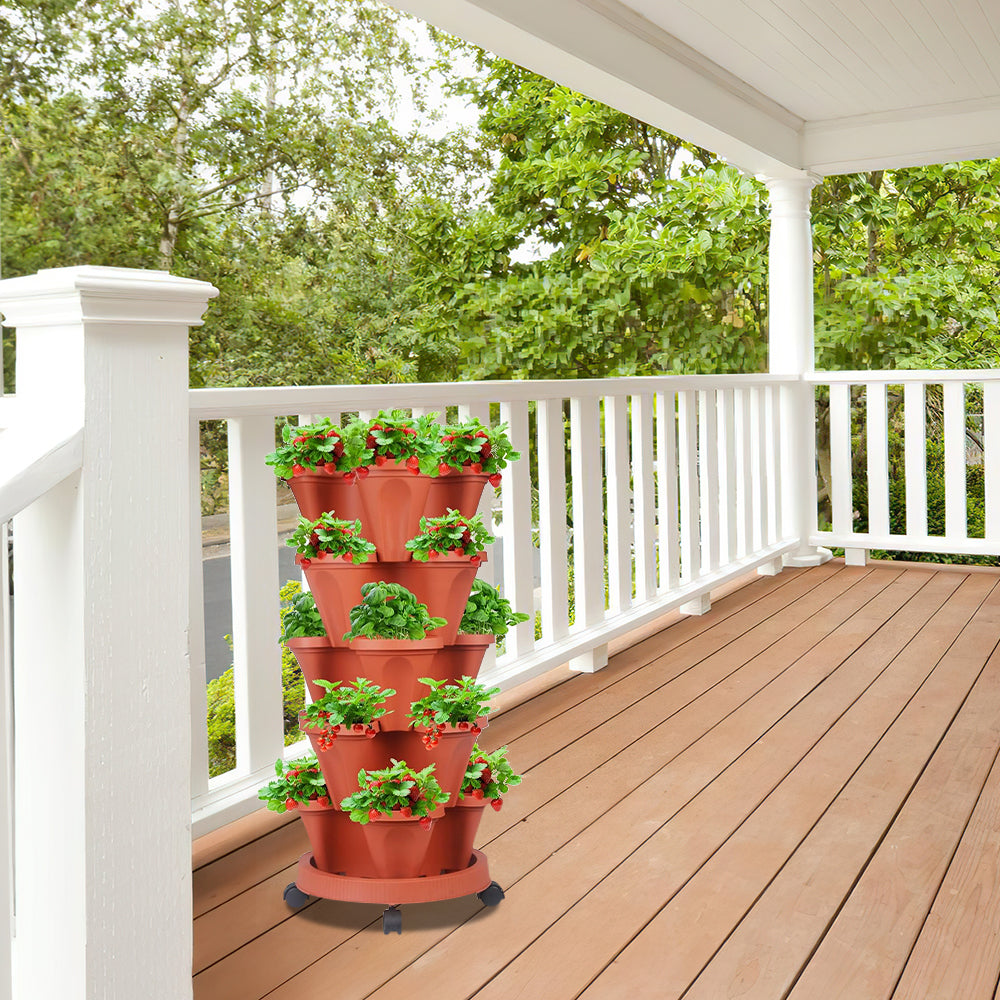 GREENHAVEN 5-Tier Stackable Vertical Garden Planter Pots - Space-Saving Planting Solution