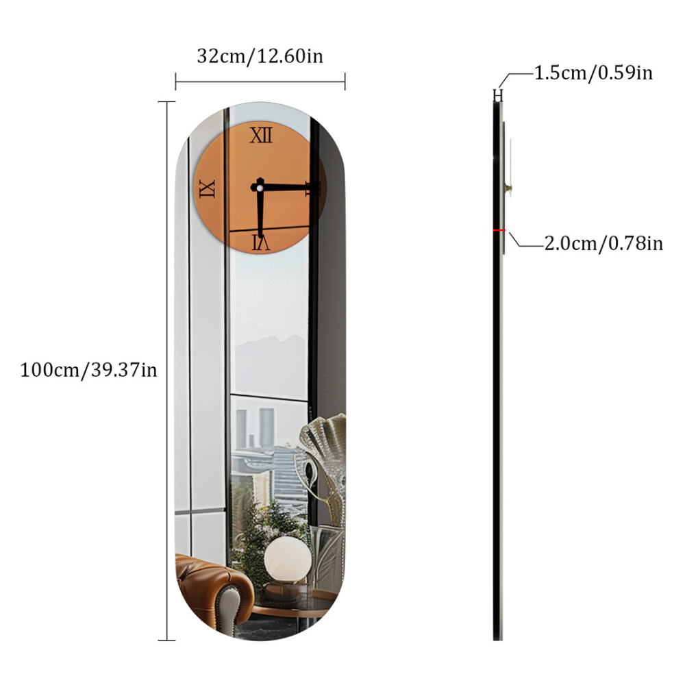 Modern Silver Mirror Wall Clock