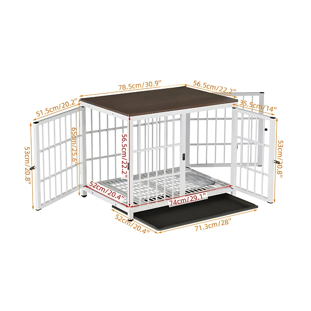 3-Door Dog Furniture Style Dog Crate End Table Pet Kennel with Removable Tray