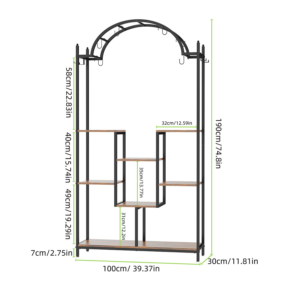 Extra Large Arched Metal Flower Shelf with Hanging Hooks