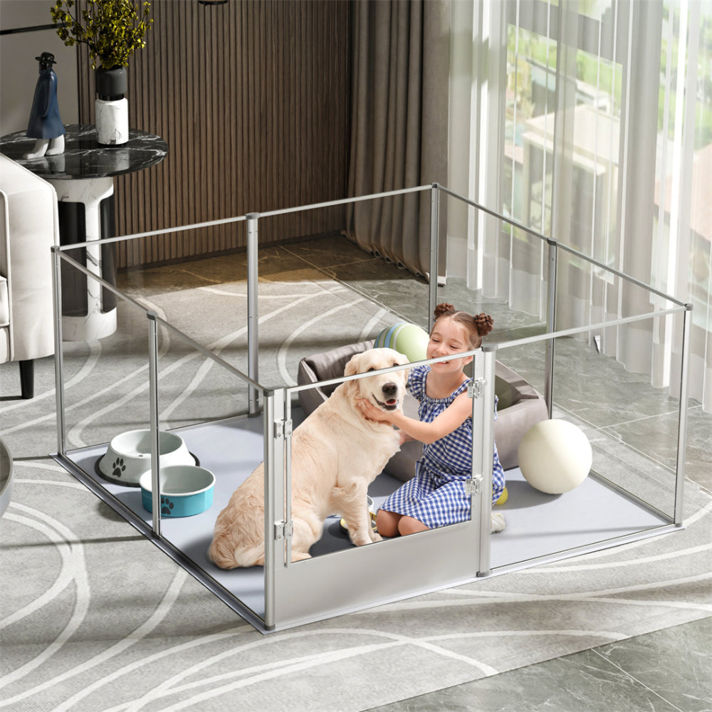 Premium Clear Acrylic Pet Whelping Pen with Waterproof Floor Pad