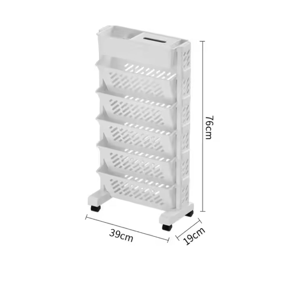 Floor Mounted Movable Bookshelf with Wheels Classroom Desk Storage Rack_8