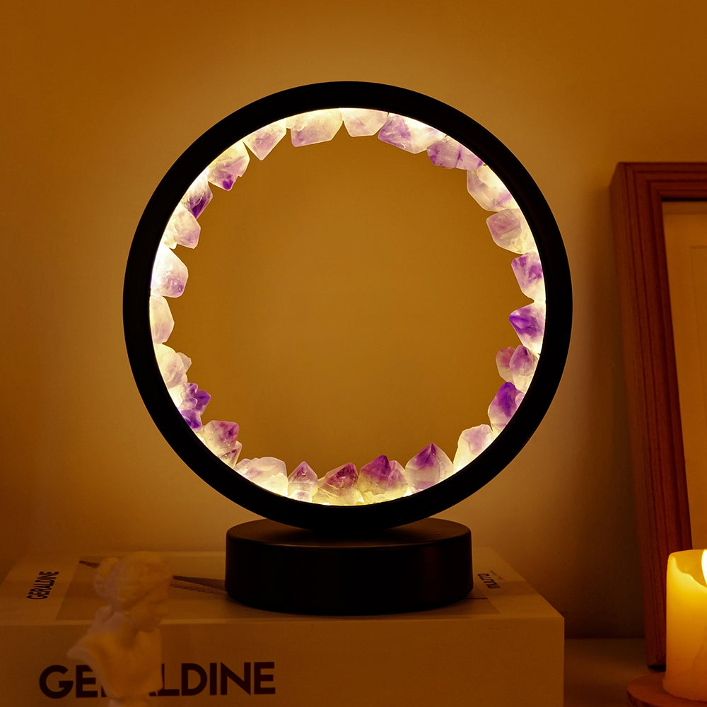 Led Crystal Lamp Room Decoration Natural Gemstone Amethyst Healing Stone