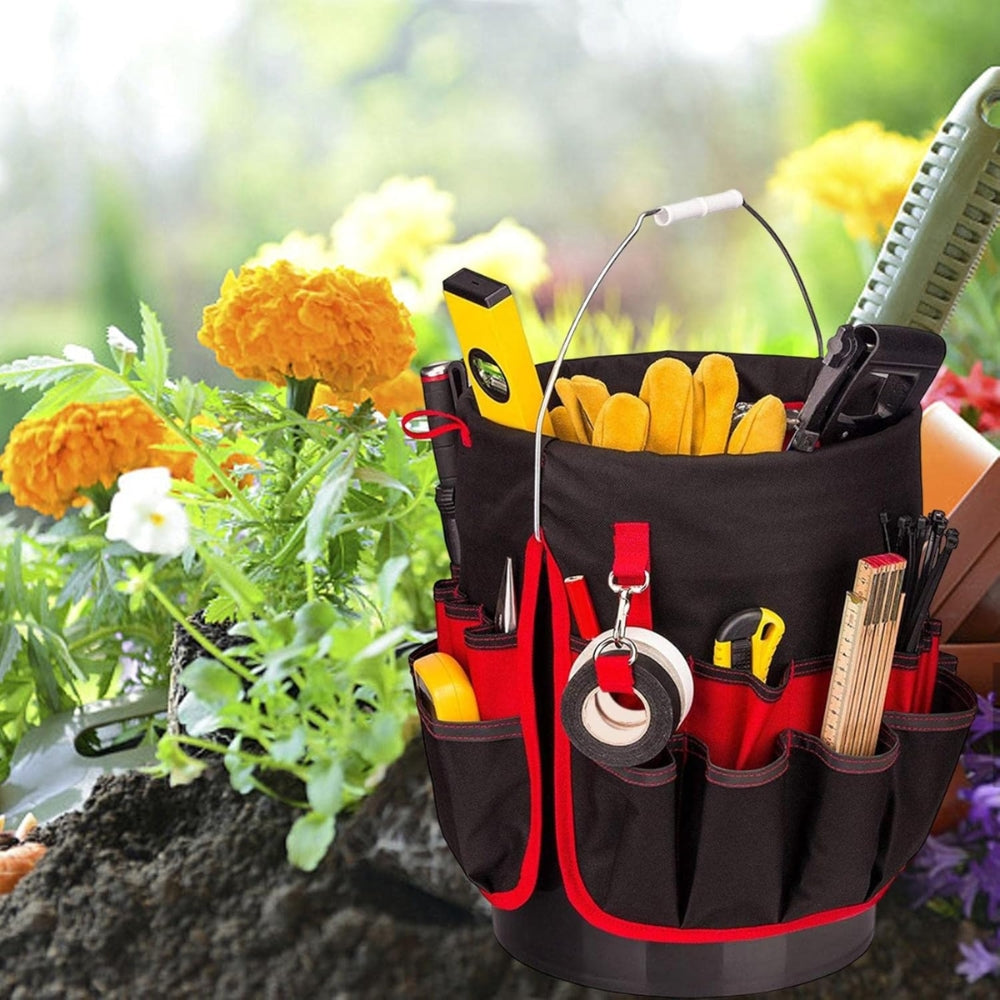 Bucket Organizer Pouch Storage Bag 42 Grids Pocket Gardening Tool Bag Garden Tool Pouch Hand Tool Bag Planting Props Basket