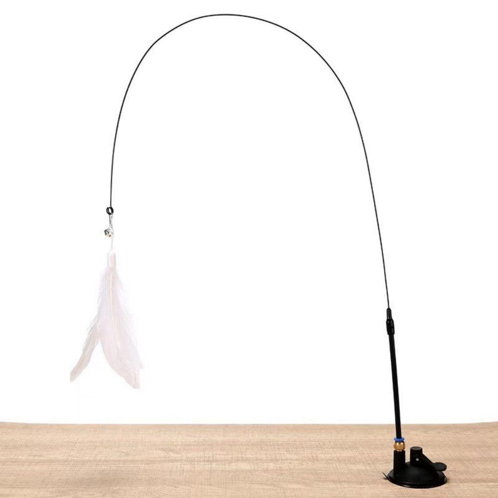 Interactive Cat Toy Feathers Wand with Super Suction Cup