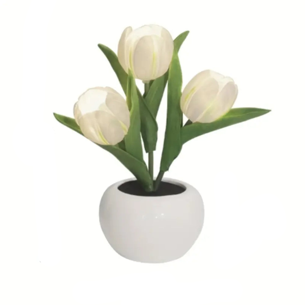 Tulip Table Lamp with LED Light Elegant Bedside Lamp for Bedroom or Living Room