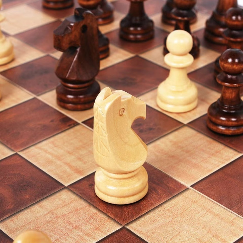 3 in 1 Portable Wooden Chess Board Set with Chess Checkers and Backgammon