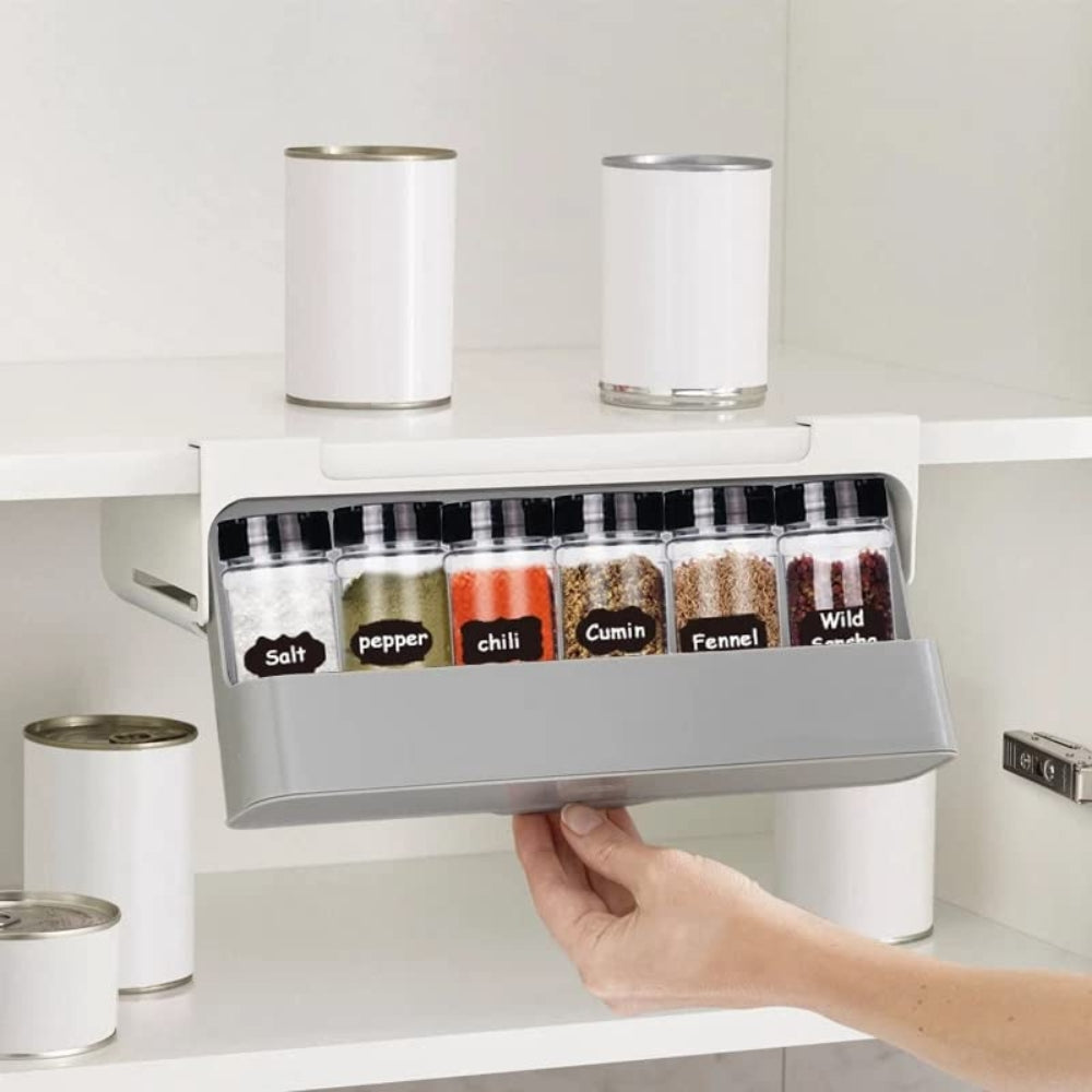 Self-adhesive Wall-mounted Under-Shelf Seasoning Bottle Storage Rack Spice Organizer