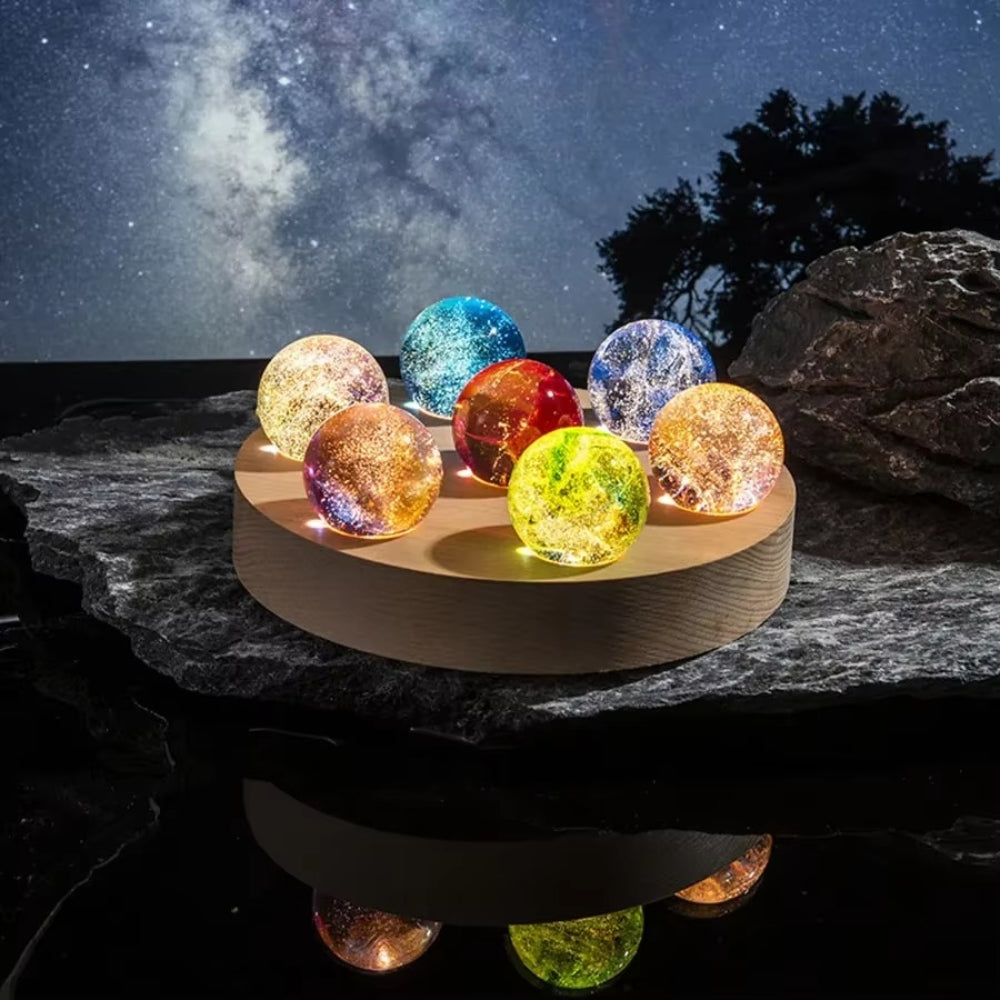 Colorful Glass Star Ball Set Luminous Planets Astronomy Inspired