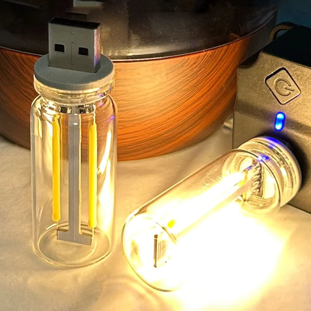 USB Touch Control LED Night Light with Edison Filament Bulb for DIY Bedroom Decor