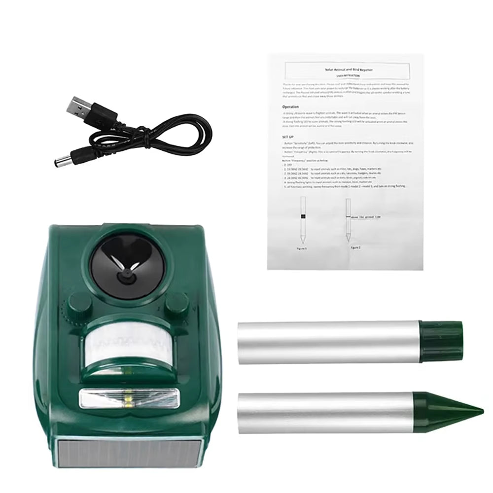Solar Ultrasonic Pest Repellent PIR Sensor 6-8M Adjustable