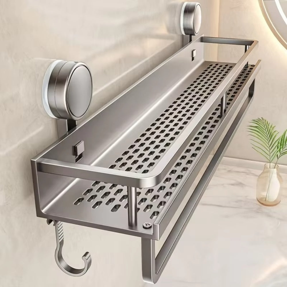 Suction Cup Bathroom Rack Toilet Space Aluminum No Drill Hanging Organizer Rack