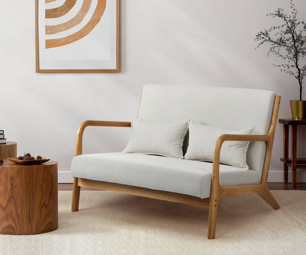 Armchair Couch Pillows 2 Seater Fabric Beige