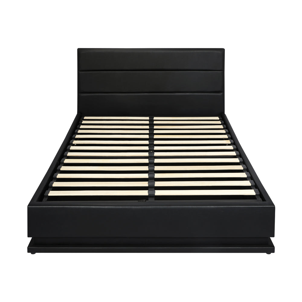 Double Bed Frame Gas Lift RBG Storage Space Black