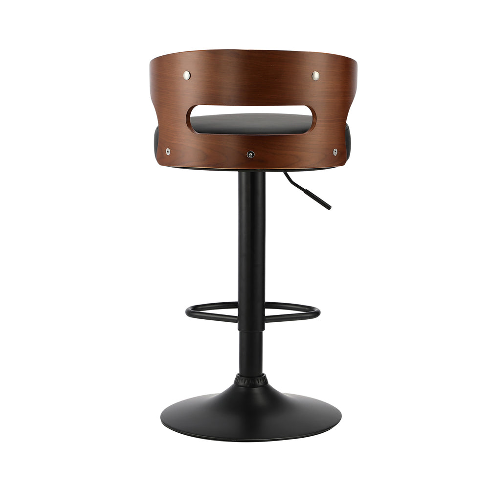 Set of 2 Bar Stools with Gas Lift Swivel Black