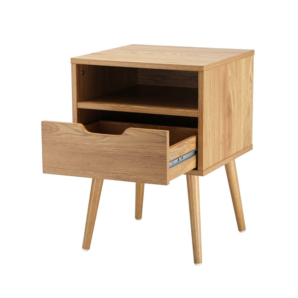 Bedside Table Handle Free Open Shelf Wood