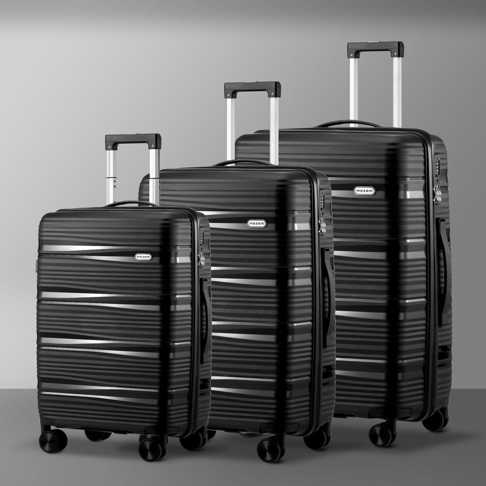 3pcs Luggage Suitcase Set PP Case TSA Lock Black