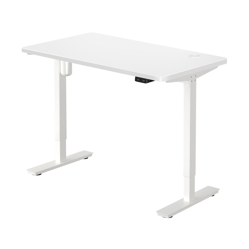 Electric Standing Desk Single Motor 120cm White and Walnut