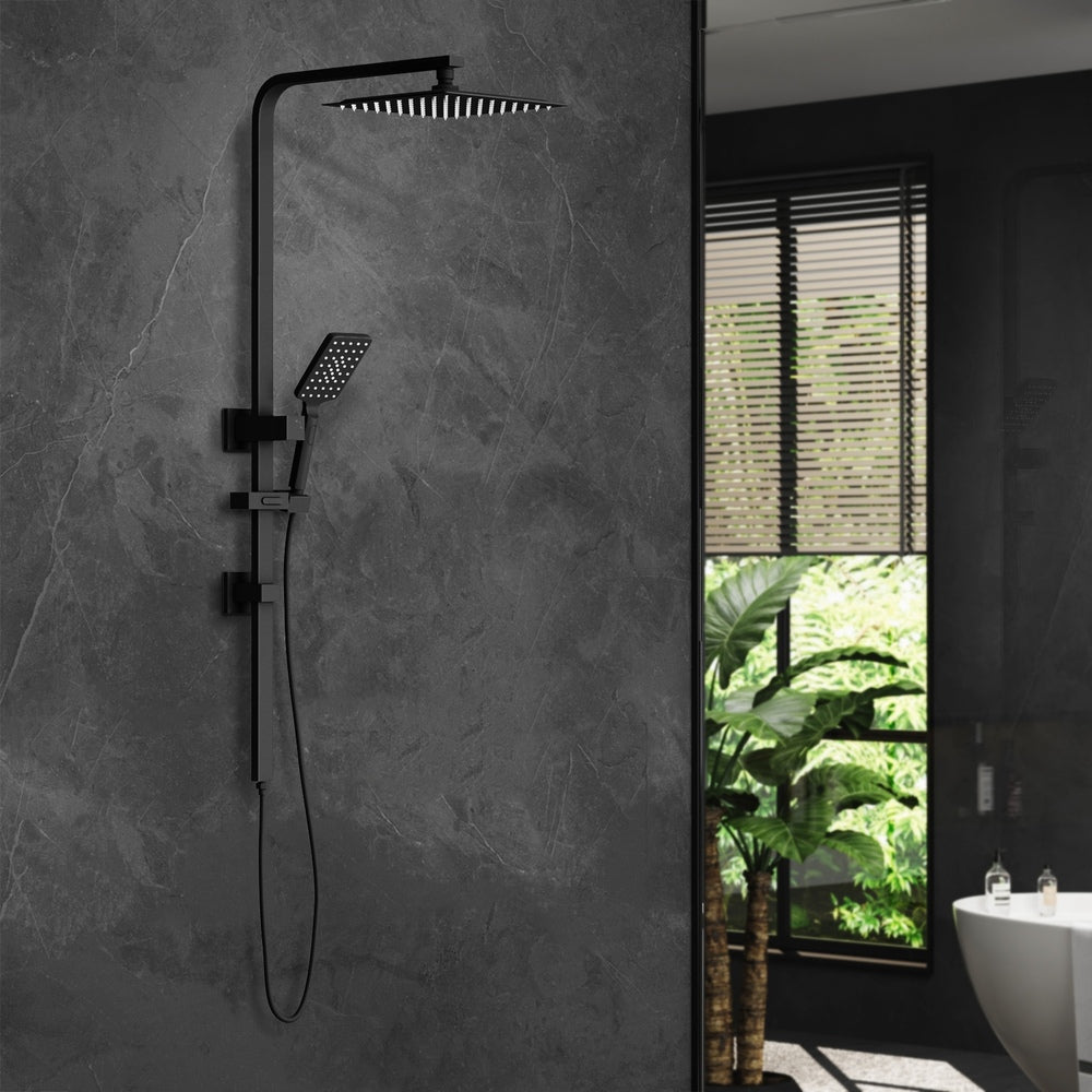 10 Inch Square Rain Shower Head Set with 3 Modes  Black