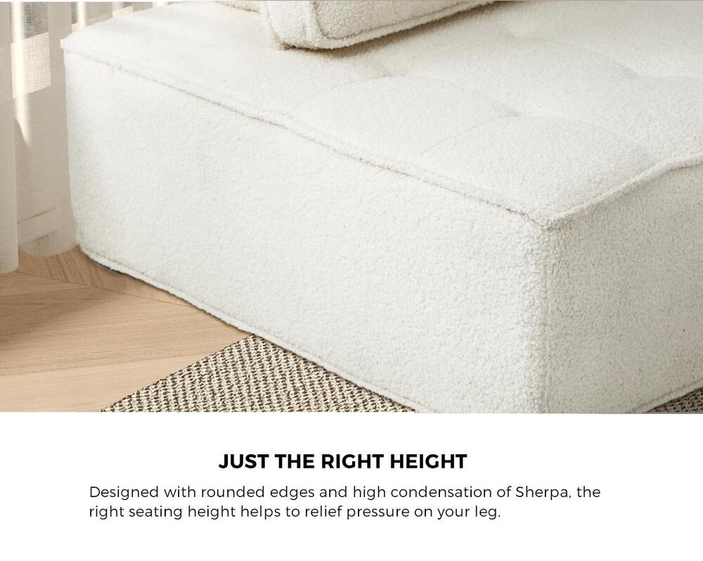 2 Pieces Modular Armless Sofa in White Sherpa