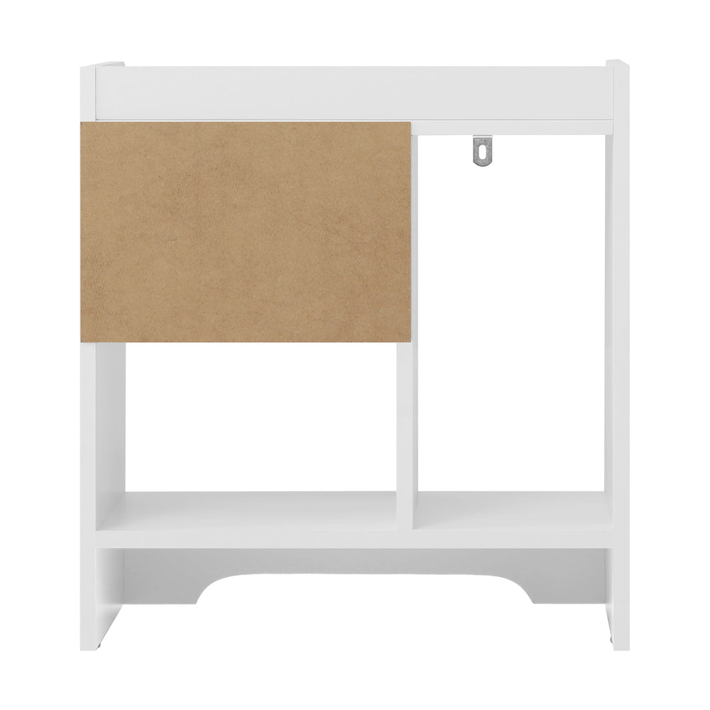 Bedside Table with Drawer and Storage Space White