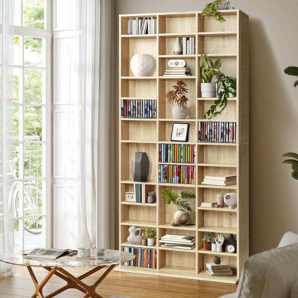 Adjustable Wooden Media Display Shelf for 1044 CD/DVD